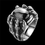 Punk Goth Dragon Claw Stone Ring