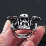 Punk Rock Motorcyclist Skull Ring