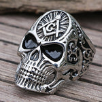 Vintage Freemason Skull Ring Stainless Steel Knight Templar Ring