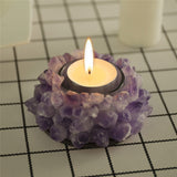 Amethyst Cluster Candle Holders Candlesticks Stones Crystals Quartz