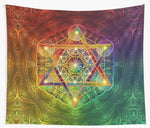 Metatron's Cube with Merkabah and Flower of Life Tapestry