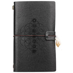 Black magic runes notebook charka blending with natural crystal column