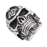 Vintage Freemason Skull Ring Stainless Steel Knight Templar Ring