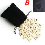 25Pcs Natural Rune Stone Wood Chakras Divination Runes Stones