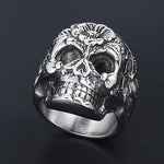 Vintage Flower Skull Ring 316L Stainless Steel Punk Skull Rings