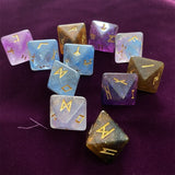 3 Pcs 8-Sided Rune Dice Resin Assorted Polyhedral Dices Set Divination