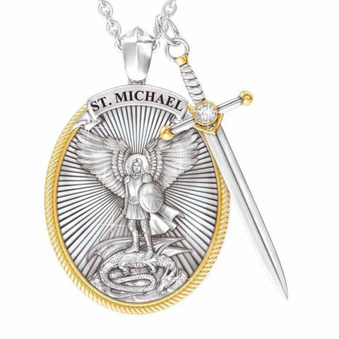 Catholic Patron Saint Pendant Michael St. Michael The Archangel Pendant Necklace Dropshipping In Stock