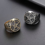 Baphomet Goat Pentagram Ring Satanic Leviathan Cross Gothic Witch Rings