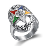 Magicun Stainless Steel Gold & Silver OES Order of The Eastern Star Rings  Masonic Freemason Rings