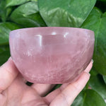 Natural Rose Pink Crystal Carved Crystal Decorative Bowl