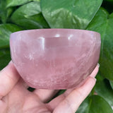 Natural Rose Pink Crystal Carved Crystal Decorative Bowl