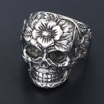 Vintage Flower Skull Ring 316L Stainless Steel Punk Skull Rings