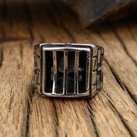 Gothic Men Prison Skull Ring