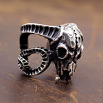 Heavy Metal Satan Baphomet Goat Skull Ring