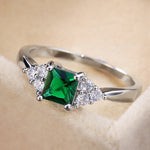 Green Stone ring Cubic Zircon Stone Proposal Engagement Rings