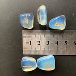 White Opalite Opal Rune Stone Runes Amulet Divination Crystal