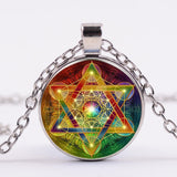 Mysterious Metatron Cube Necklace Sacred Geometry Flower of Life Glass Pendants