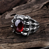 Punk Goth Dragon Claw Stone Ring