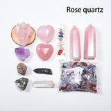 Natural Crystal Set Amethyst Clear Quartz Rose Quartz Angel Heart