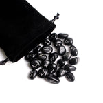 25Pcs Natural Carved Black Obsidian Crystal Runes Stone Tumbled Divination Fortune-telling Healing Meditation Gift Collection