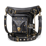 Black Waist Bag Women Gothic Fanny Packs Motorcycle Hip Leg Bag