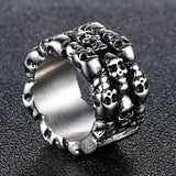 Heavy Metal Skull Biker Ring Men Solid Pave Skeleton Gothic Punk Ring