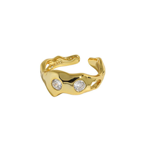 Sterling Silver Ring Korean Design  Zircon Gold Rings