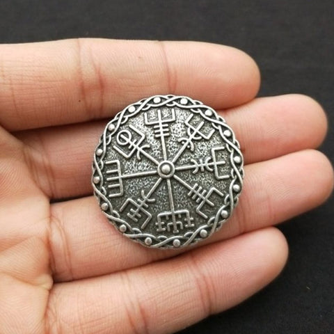 Rune Compass Nordic Viking  Compass Badge Wicca Norse Brooch Ancient Mythology Asatru Jewelry