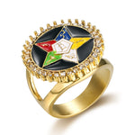 Magicun Stainless Steel Gold & Silver OES Order of The Eastern Star Rings  Masonic Freemason Rings