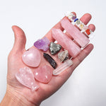 Natural Crystal Set Amethyst Clear Quartz Rose Quartz Angel Heart