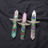 Energy Wand Gemstones Double Point Crystal Magic Wand Reiki Clear Quartz Scepter Crystal Tower Crafts Meditation Home Decor Gift