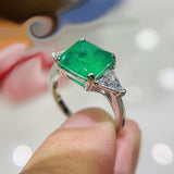 Charm Luxury 925 Sterling silver Tourmaline Fashion Finger Green Stone Ring