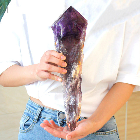 Super size Natural Amethyst Quartz Cluster Crystal Rod Point Specimen Scepter