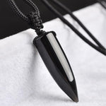 Black Obsidian Natural Stone Pendant Crystal Pillar Necklace