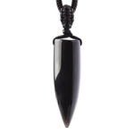 Black Obsidian Natural Stone Pendant Crystal Pillar Necklace