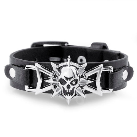 Skeleton Skull Star Eye Punk Gothic Rock Leather Belt Buckle  Bracelets