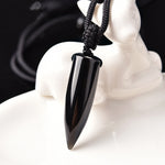 Black Obsidian Natural Stone Pendant Crystal Pillar Necklace