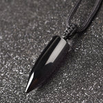 Black Obsidian Natural Stone Pendant Crystal Pillar Necklace