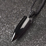 Black Obsidian Natural Stone Pendant Crystal Pillar Necklace