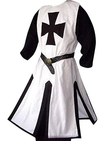4XL Medieval Warriors Knight Templar Crusader Costume Adult Men Gown Sleeveless Shirt Top Cross Tabard Surcoat Tunic Clothes
