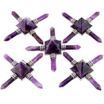 Purple Crystal Pyramid,4 Point Reiki Healing Crystal,Spiritual Energy Generator