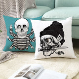 Skull Printing Decorative Pillowcase Black and White Skull Pillow Case Polyester Skull Pattern Pillow Cover kussensloop