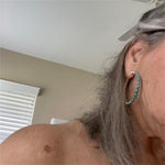Bohemia Natural Stone Earrings Silver Color Round Hoop Earrings