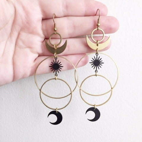 Halo Hoop Moon Sun Starburst Earrings Witch Jewelry Women Gift Delicate and Beautiful Crescent Wholesale Statement Fashion