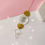 Handmade Moon phase suncatcher with clear quartz pendant | light catcher | rainbow maker