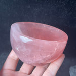 Natural Rose Pink Crystal Carved Crystal Decorative Bowl