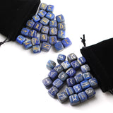 25Pcs Natural Chakra Various Cube Crystals Runes Metal Symbol Fortune-telling Divination Rock Stones