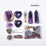 Natural Crystal Set Amethyst Clear Quartz Rose Quartz Angel Heart