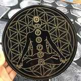 Natural Crystal Reiki Ball Seven Star Matrix Round Plate