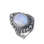 Vintage Oval Natural Labradorite Rings For Women Silver Ring Jewelry Finger Ring Gemstone Rings